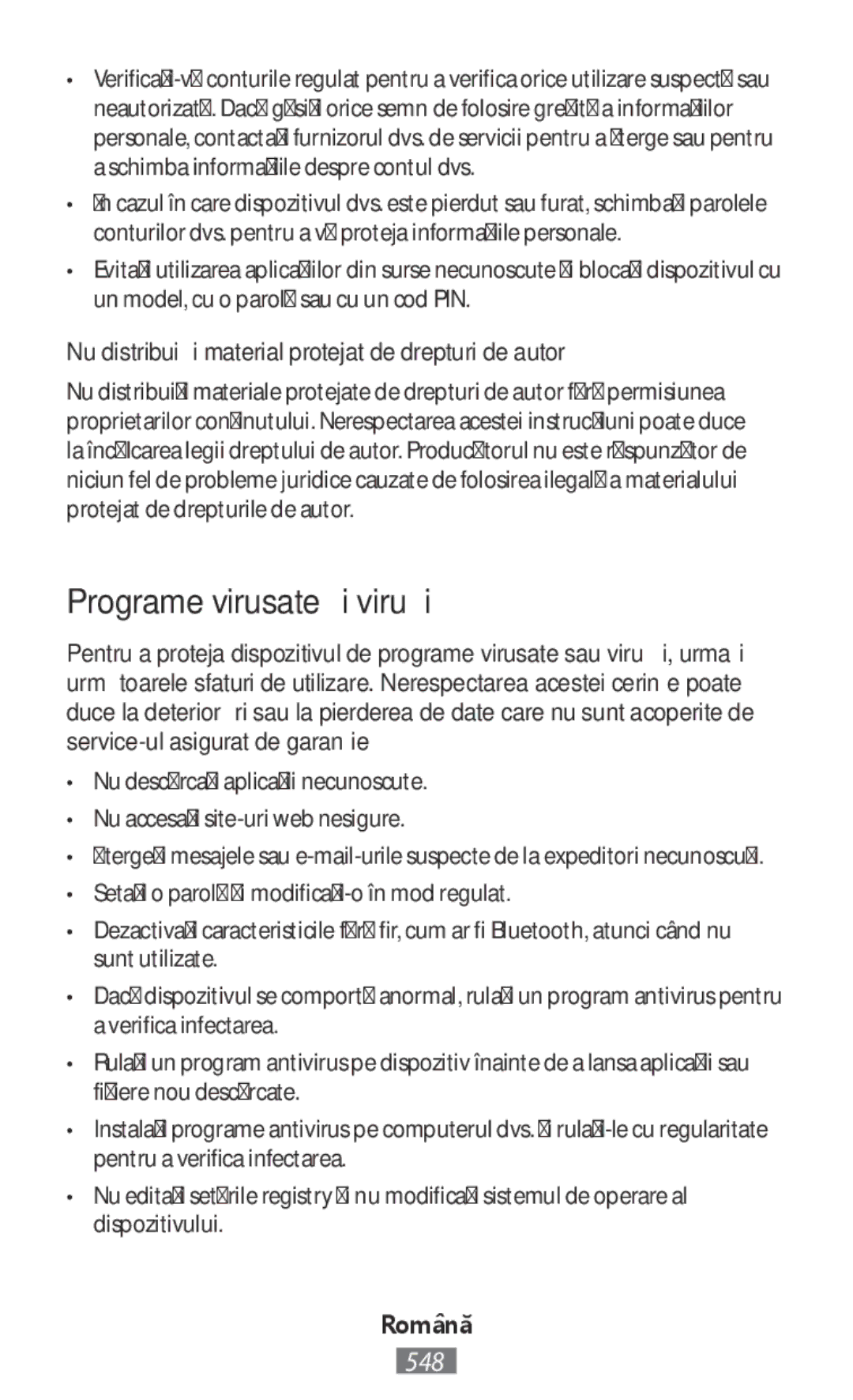 Samsung SM-T2110GNAATO, GT-N8020EAATPH Programe virusate şi viruşi, Nu distribuiţi material protejat de drepturi de autor 