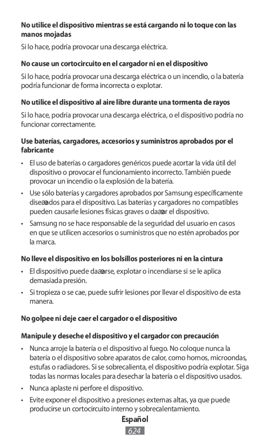 Samsung SM2T110NPIAXEH manual Si lo hace, podría provocar una descarga eléctrica, Nunca aplaste ni perfore el dispositivo 