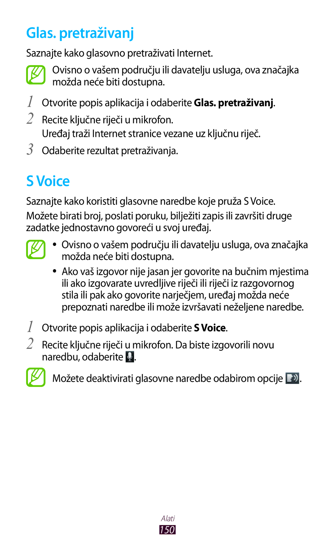 Samsung GT-N8020EAAVIP, GT-N8020EAACRO manual Glas. pretraživanj, Voice, 150 