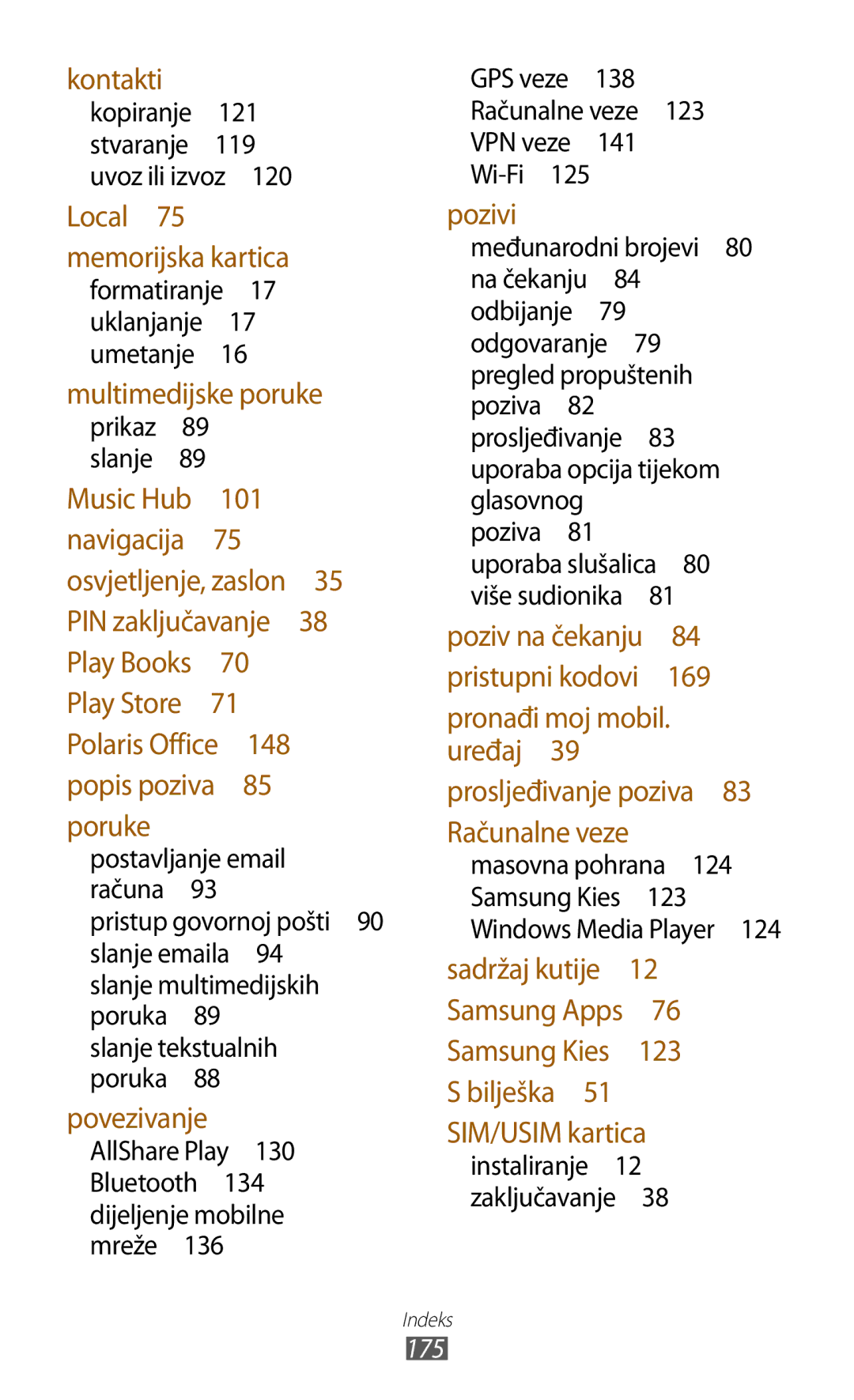 Samsung GT-N8020EAACRO, GT-N8020EAAVIP manual 175 