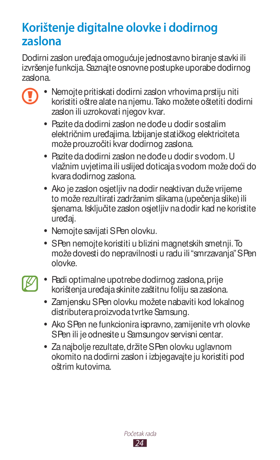 Samsung GT-N8020EAAVIP, GT-N8020EAACRO manual Korištenje digitalne olovke i dodirnog zaslona 