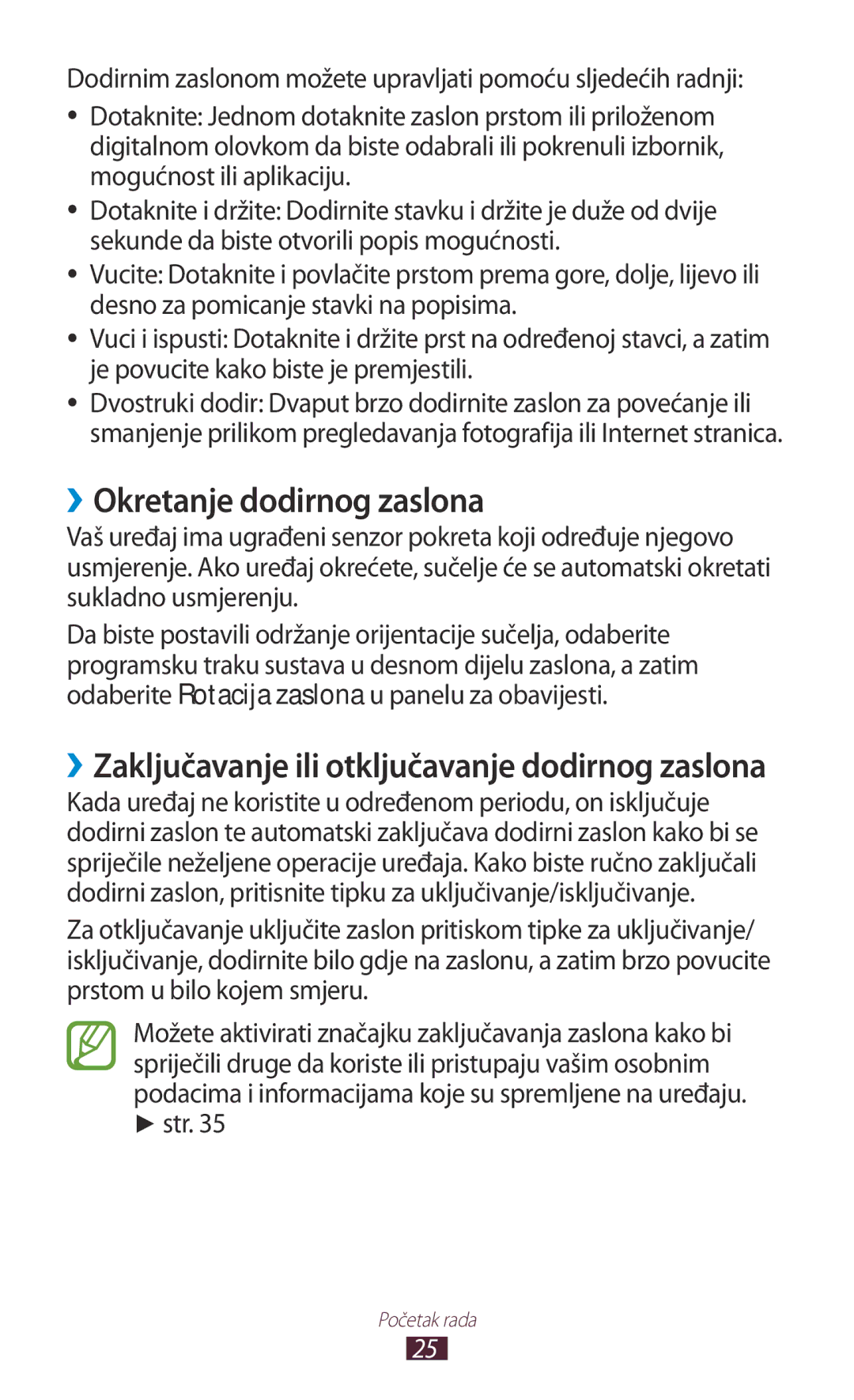 Samsung GT-N8020EAACRO, GT-N8020EAAVIP manual ››Okretanje dodirnog zaslona, Str 