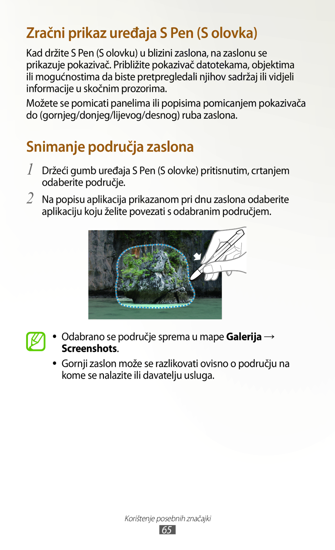 Samsung GT-N8020EAACRO, GT-N8020EAAVIP manual Zračni prikaz uređaja S Pen S olovka 