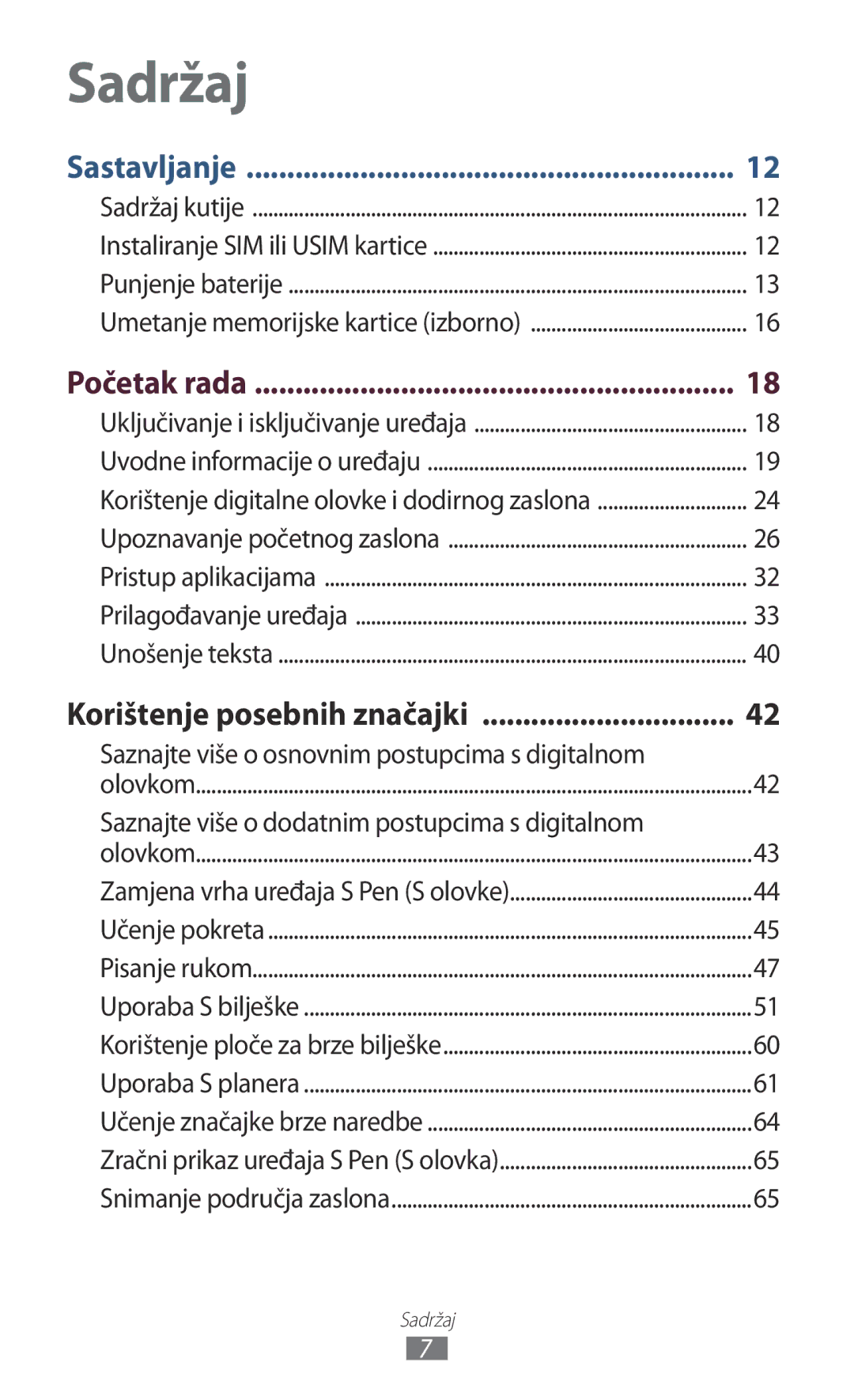 Samsung GT-N8020EAACRO manual Početak rada, Korištenje posebnih značajki, Saznajte više o osnovnim postupcima s digitalnom 