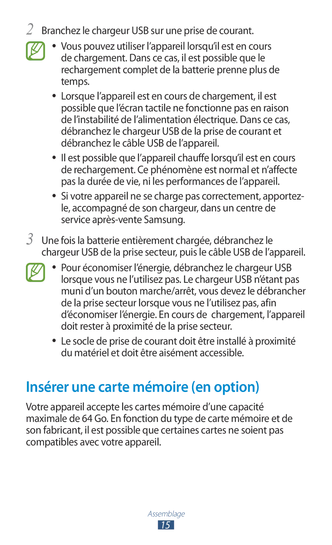 Samsung GT-N8020EAAXEF, GT-N8020EAASFR, GT-N8020ZWAFTM manual Insérer une carte mémoire en option 