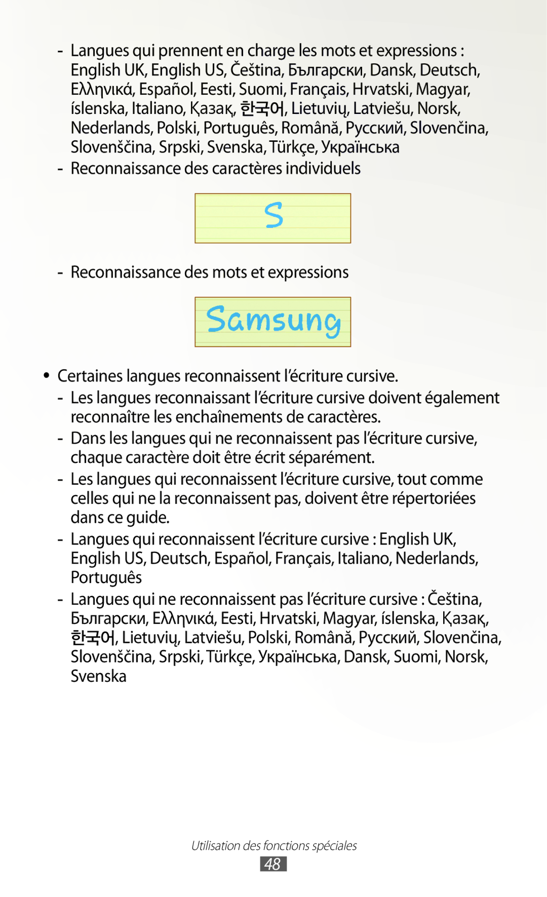 Samsung GT-N8020EAAXEF, GT-N8020EAASFR, GT-N8020ZWAFTM manual Utilisation des fonctions spéciales 