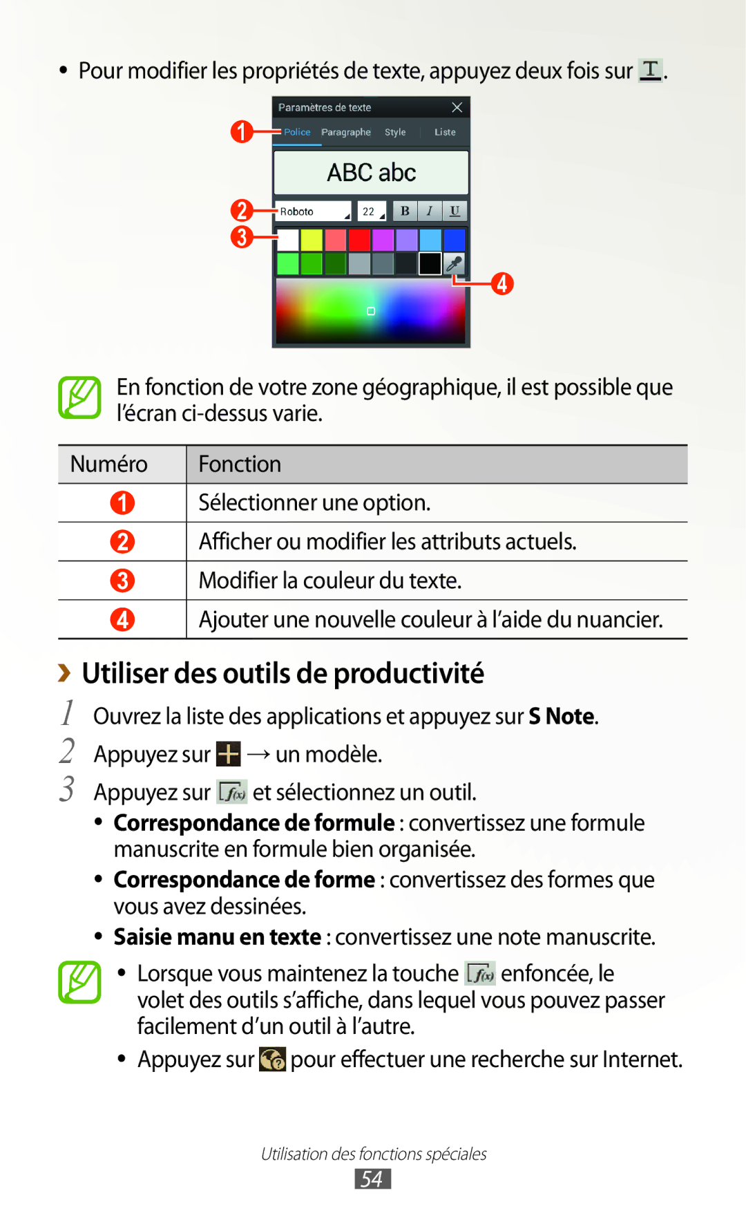 Samsung GT-N8020EAAXEF, GT-N8020EAASFR, GT-N8020ZWAFTM manual ››Utiliser des outils de productivité 