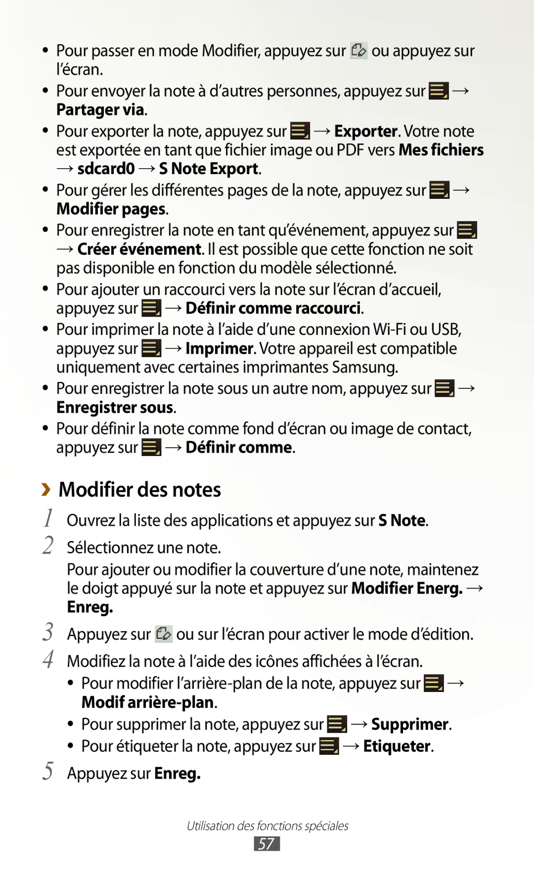 Samsung GT-N8020EAAXEF, GT-N8020EAASFR, GT-N8020ZWAFTM manual Modifier des notes 