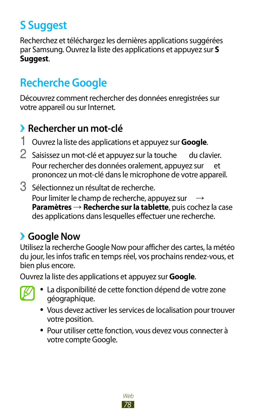 Samsung GT-N8020EAAXEF, GT-N8020EAASFR, GT-N8020ZWAFTM Suggest, Recherche Google, ››Rechercher un mot-clé, ››Google Now 