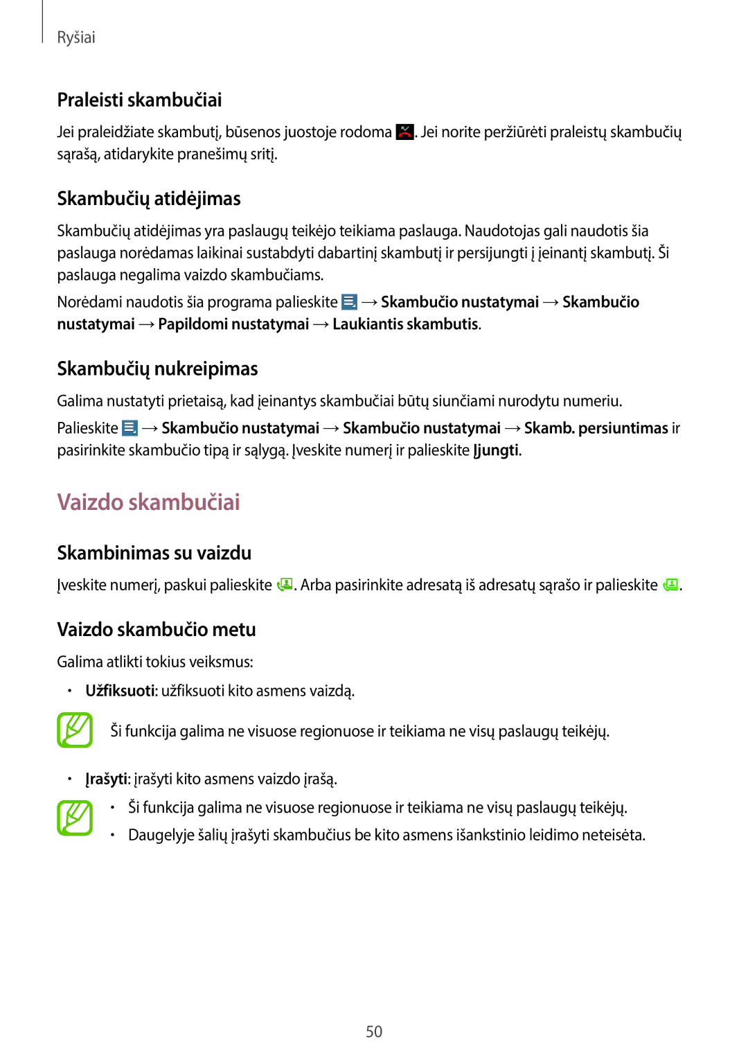 Samsung GT-N8020ZWASEB, GT-N8020EAASEB manual Vaizdo skambučiai 