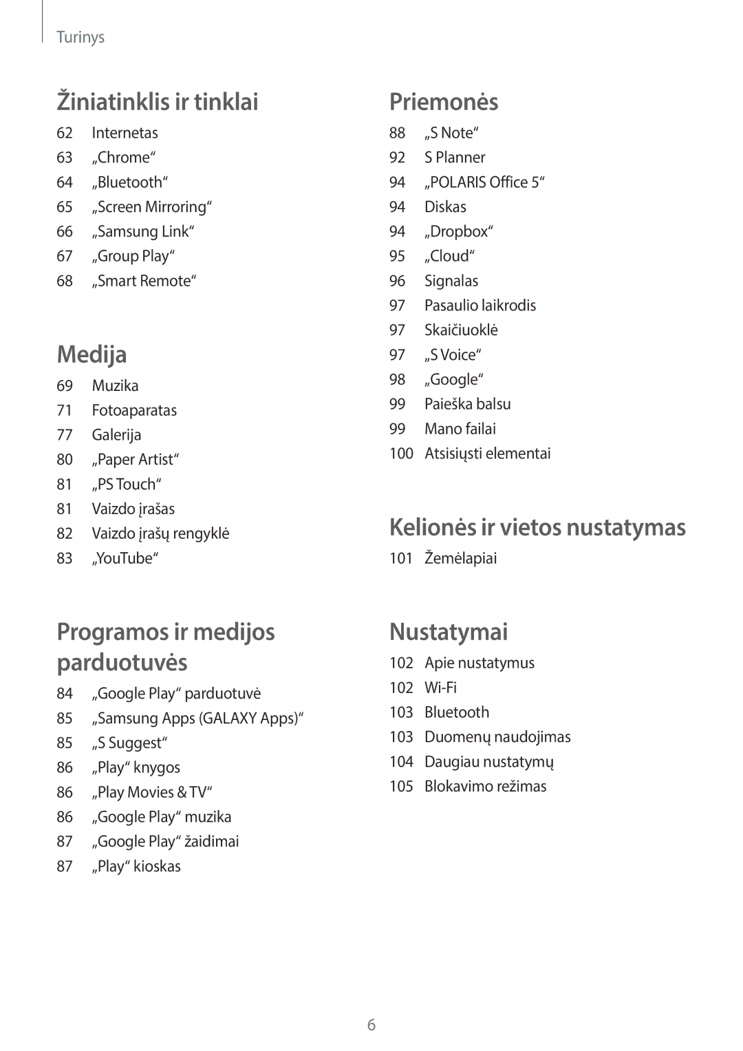 Samsung GT-N8020ZWASEB, GT-N8020EAASEB manual Žiniatinklis ir tinklai 