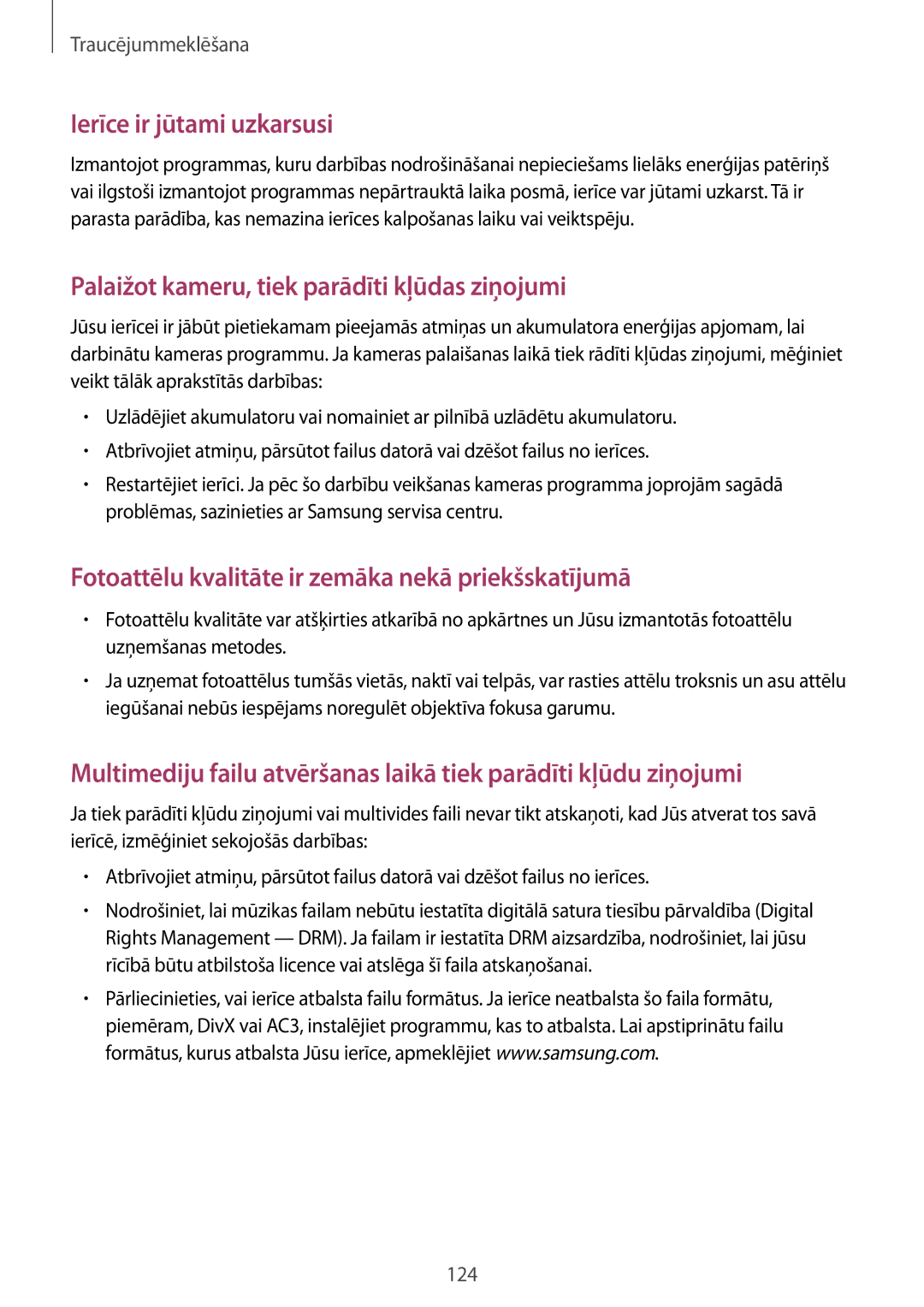 Samsung GT-N8020ZWASEB, GT-N8020EAASEB manual Ierīce ir jūtami uzkarsusi 