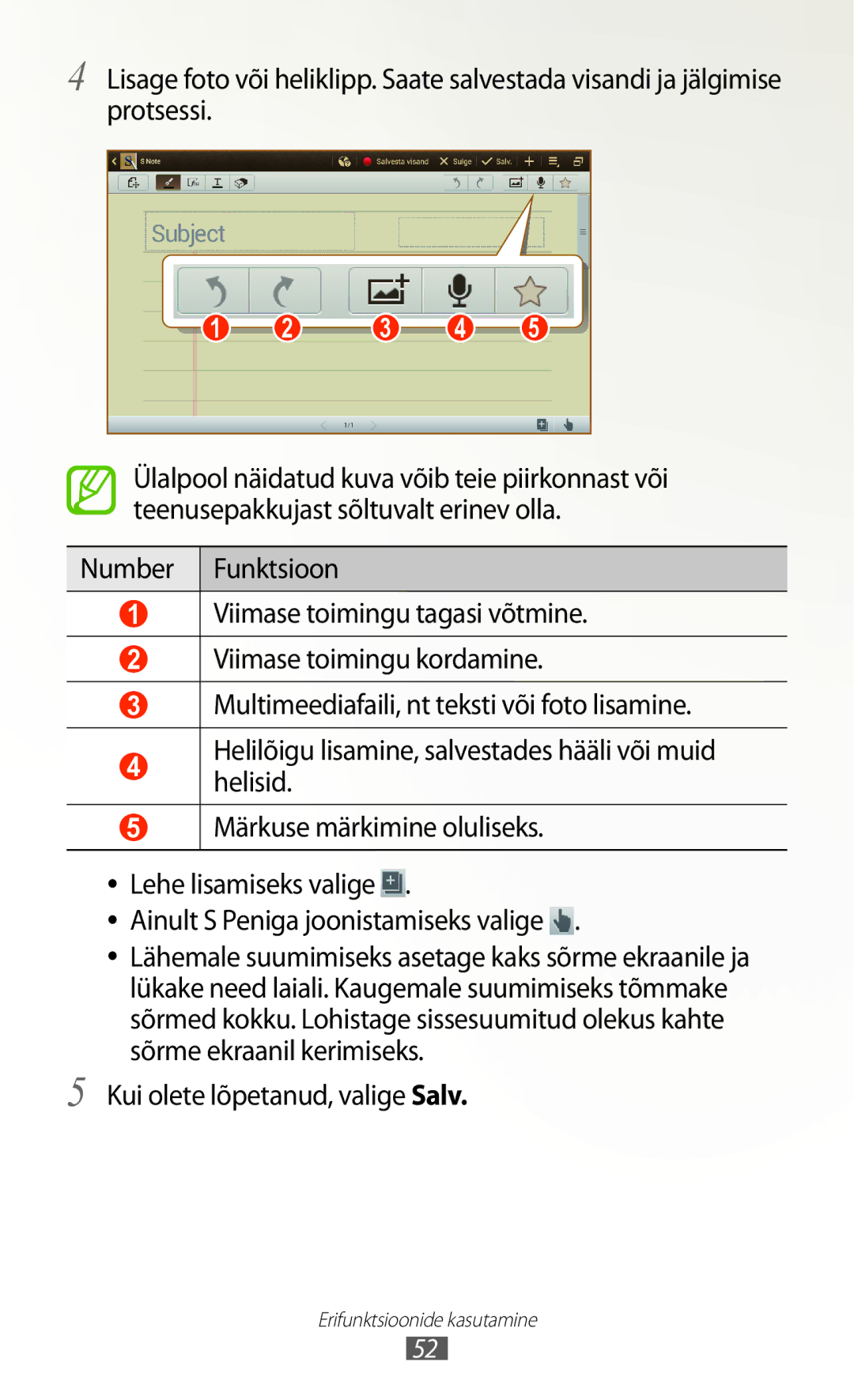 Samsung GT-N8020ZWASEB, GT-N8020EAASEB manual Kui olete lõpetanud, valige Salv 