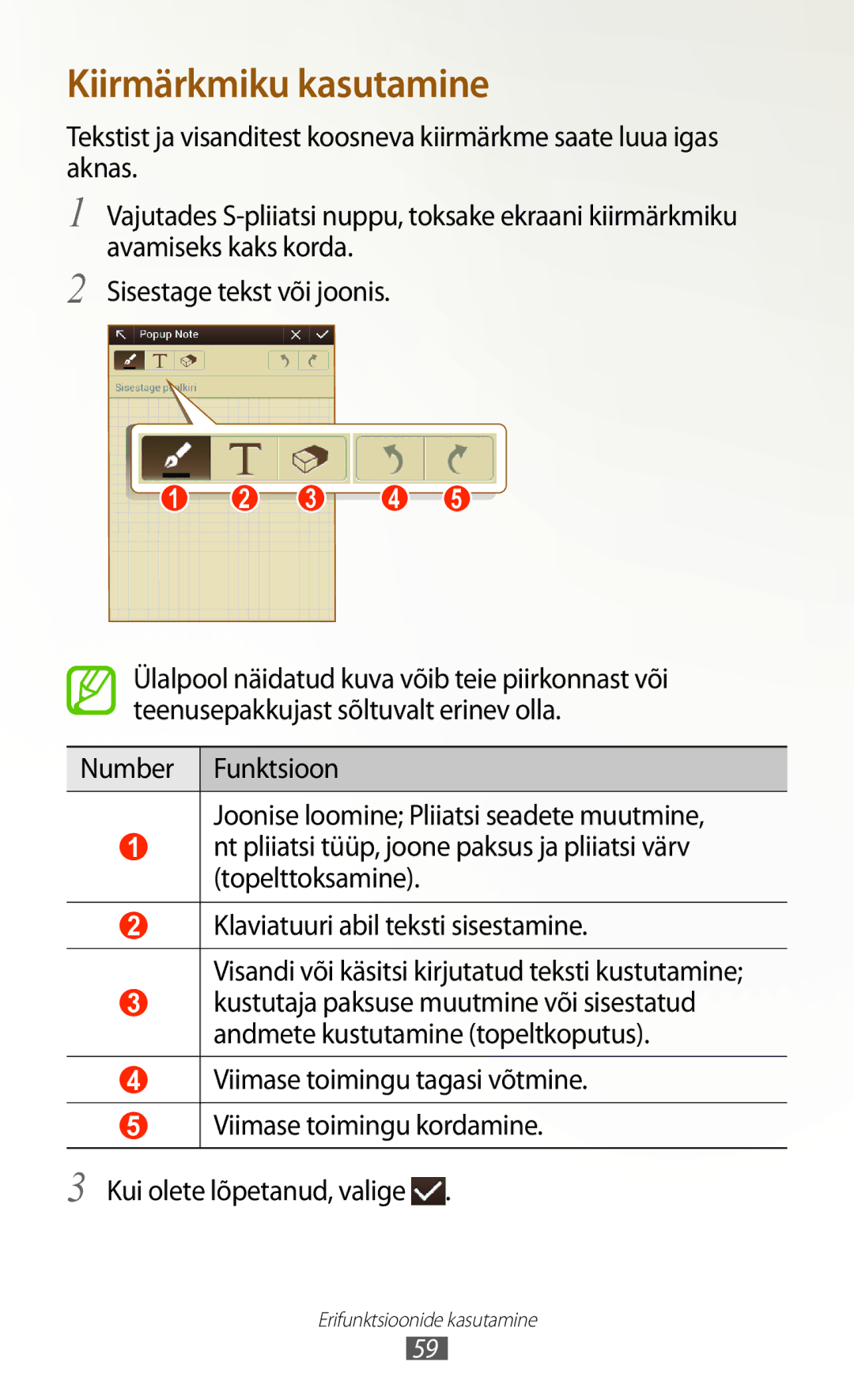 Samsung GT-N8020EAASEB, GT-N8020ZWASEB manual Kiirmärkmiku kasutamine 