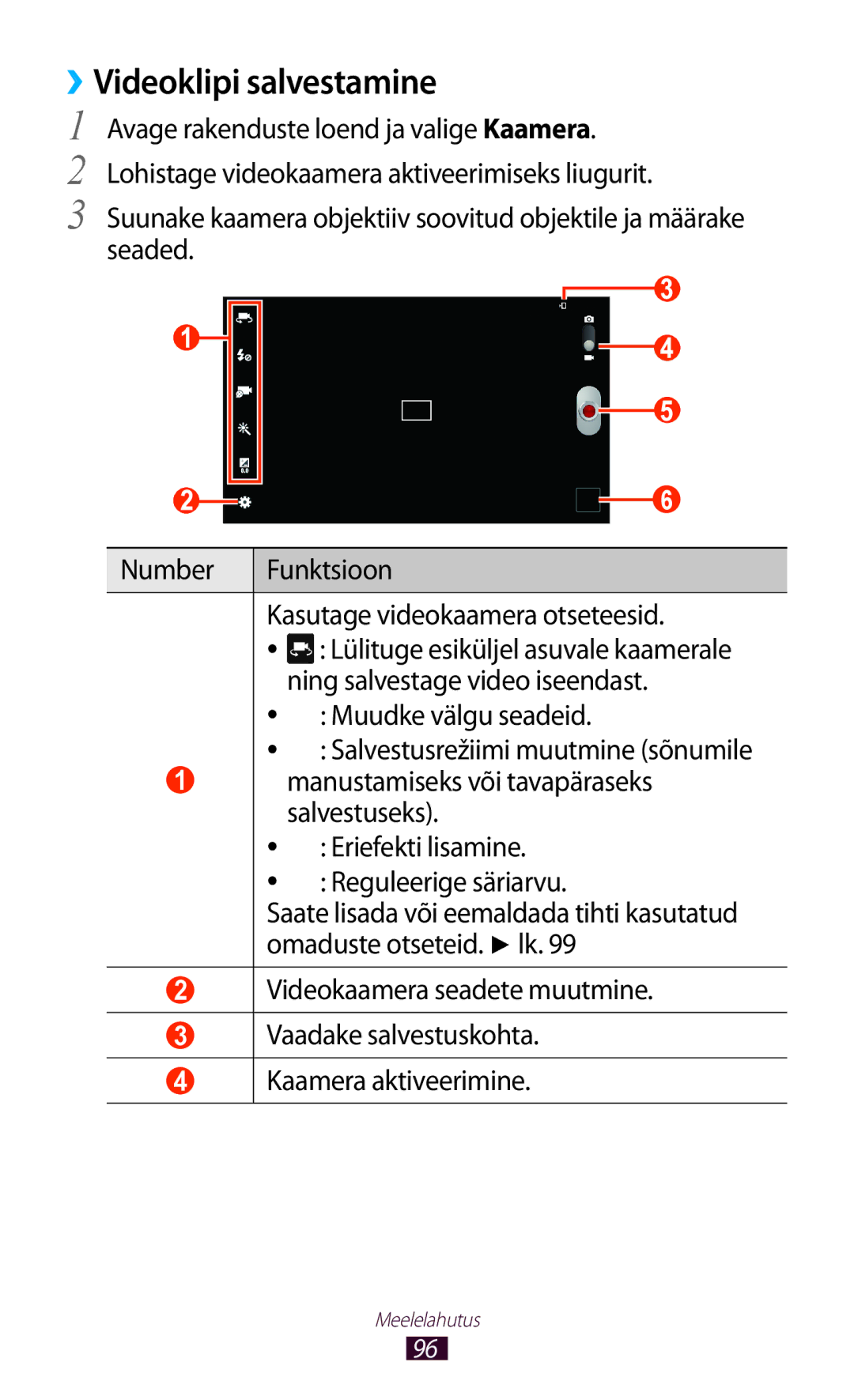 Samsung GT-N8020ZWASEB, GT-N8020EAASEB manual ››Videoklipi salvestamine, Ning salvestage video iseendast 