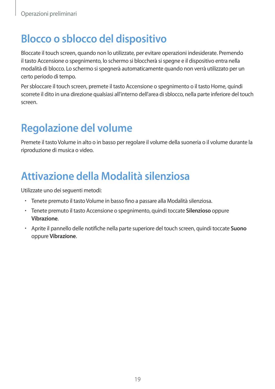 Samsung GT-N8020EAATLA Blocco o sblocco del dispositivo, Regolazione del volume, Attivazione della Modalità silenziosa 