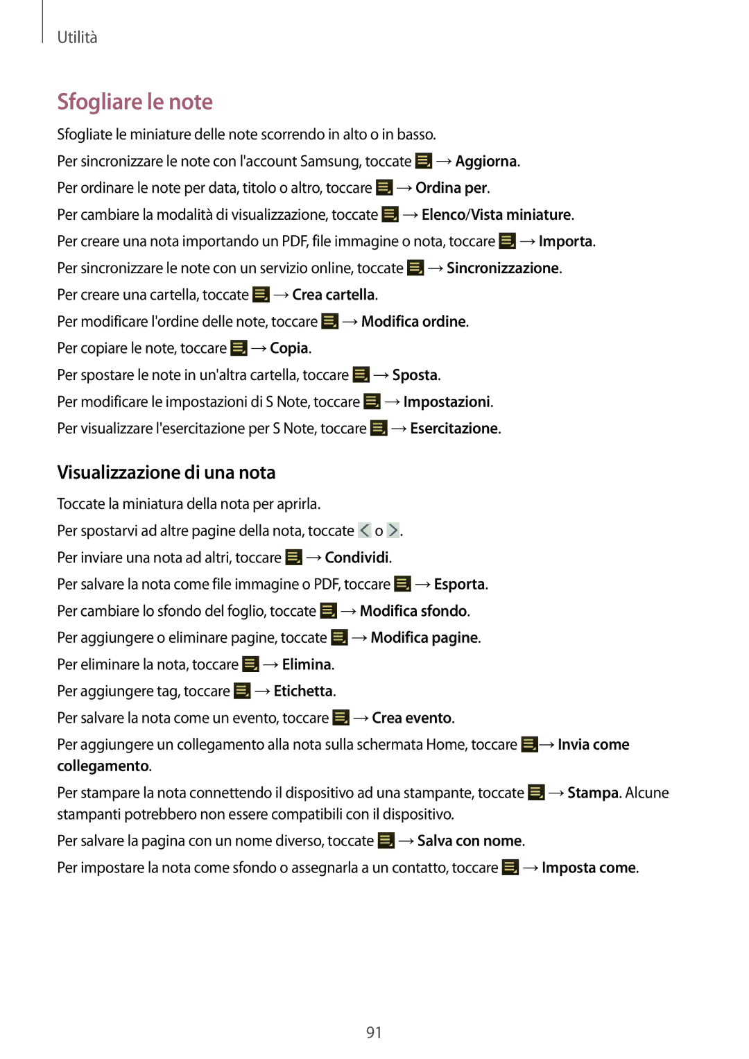 Samsung GT-N8020EAATLA, GT-N8020ZWATIM, GT-N8020EAAOMN, GT-N8020ZWAOMN manual Sfogliare le note, Visualizzazione di una nota 