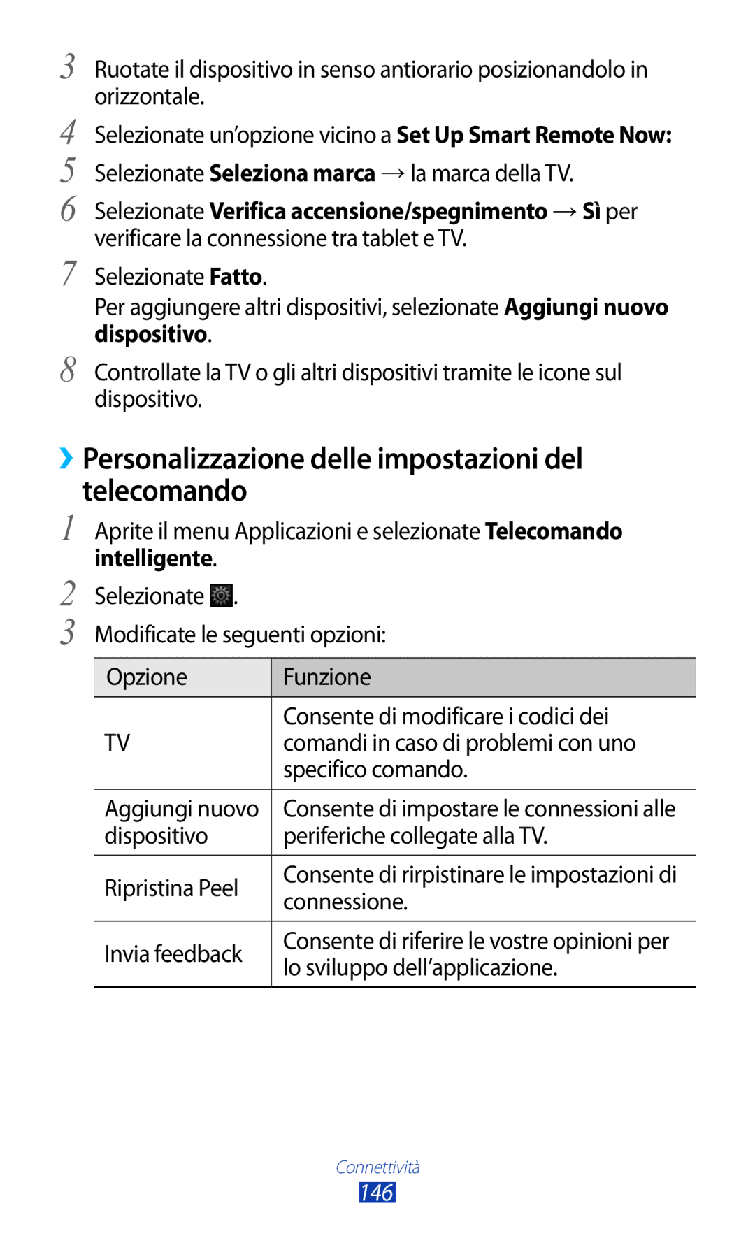 Samsung GT-N8020ZWAOMN, GT-N8020ZWATIM manual ››Personalizzazione delle impostazioni del Telecomando, Intelligente, 146 