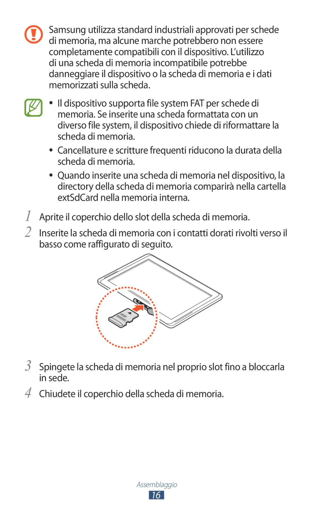 Samsung GT-N8020ZWATIM, GT-N8020EAAOMN, GT-N8020ZWAOMN, GT-N8020EAATLA manual Assemblaggio 