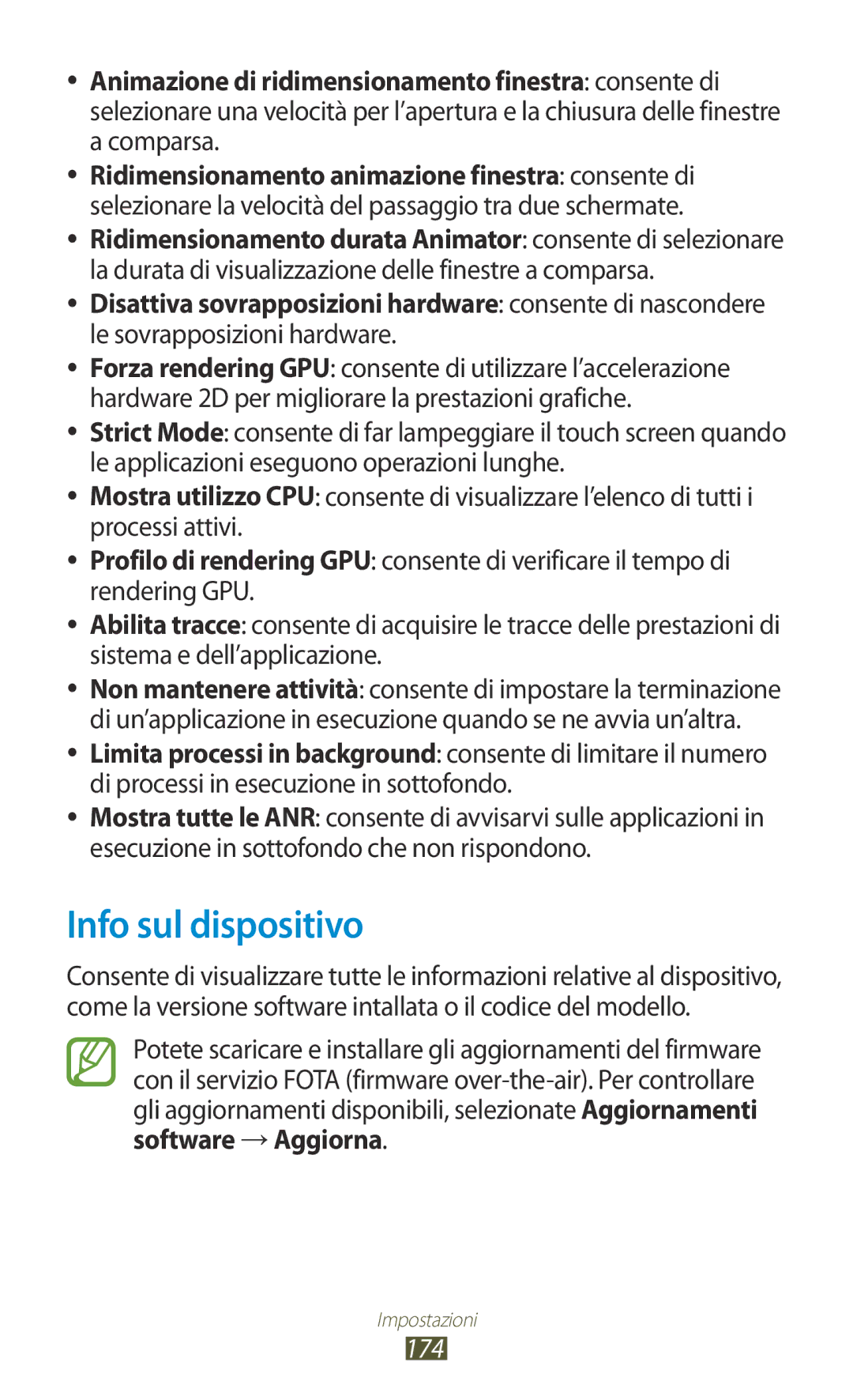 Samsung GT-N8020ZWAOMN, GT-N8020ZWATIM, GT-N8020EAAOMN manual Info sul dispositivo, Le sovrapposizioni hardware, 174 