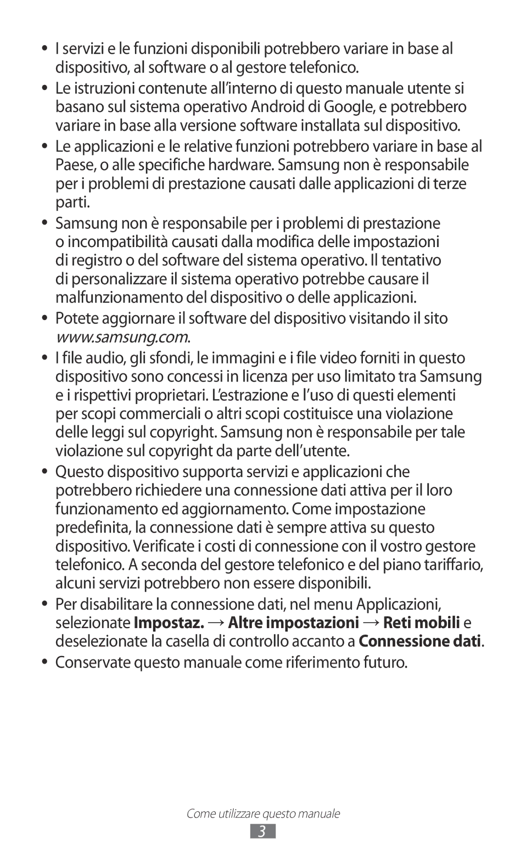 Samsung GT-N8020EAATLA, GT-N8020ZWATIM, GT-N8020EAAOMN, GT-N8020ZWAOMN Conservate questo manuale come riferimento futuro 