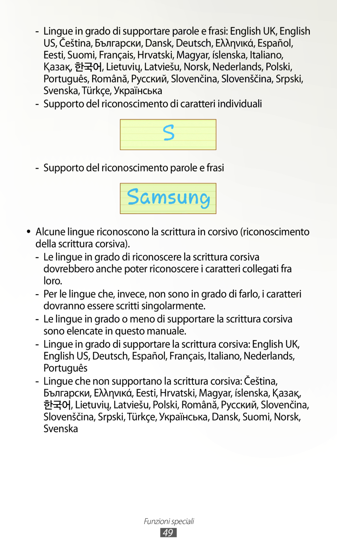 Samsung GT-N8020EAAOMN, GT-N8020ZWATIM, GT-N8020ZWAOMN, GT-N8020EAATLA manual Funzioni speciali 