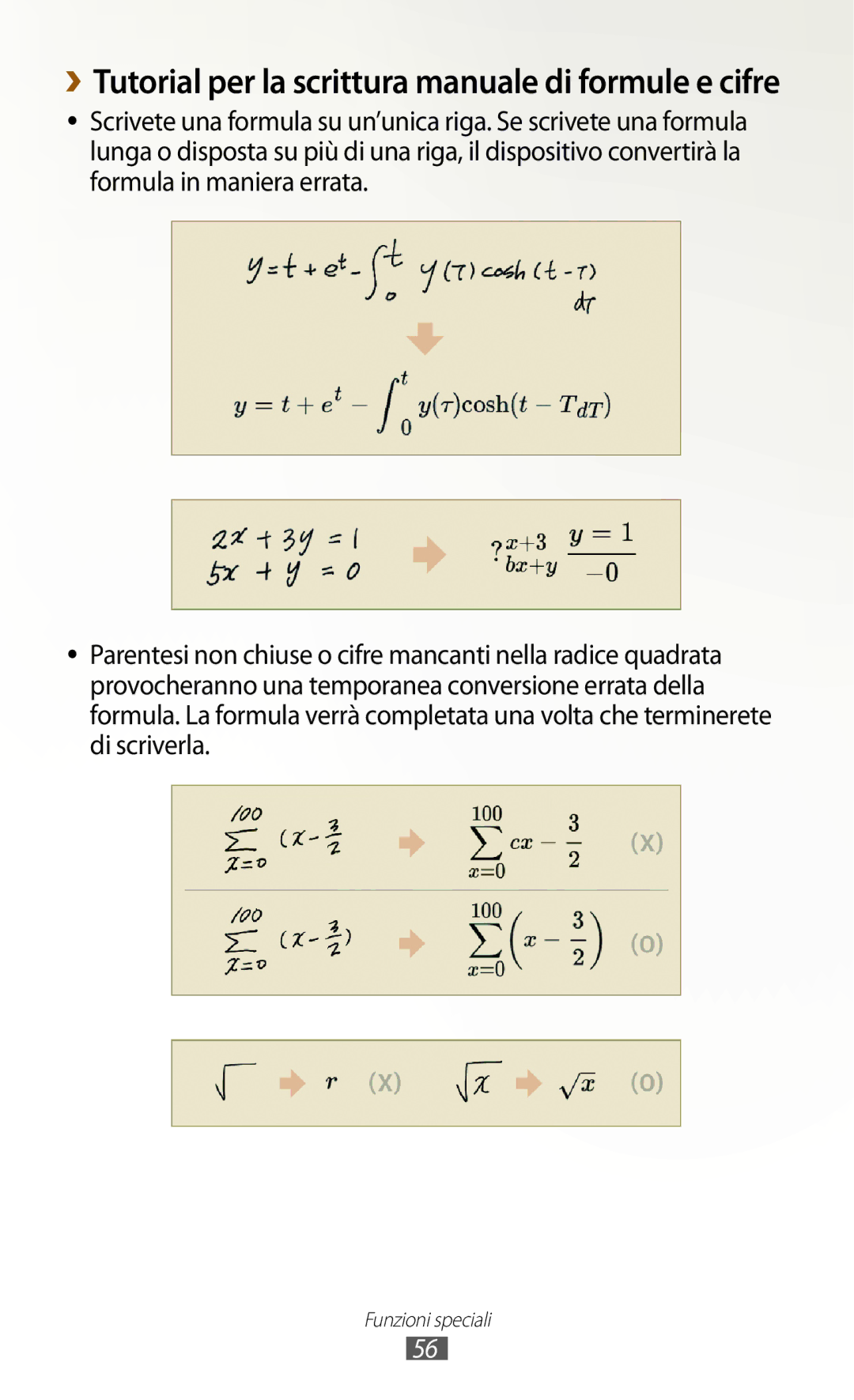 Samsung GT-N8020ZWATIM, GT-N8020EAAOMN, GT-N8020ZWAOMN ››Tutorial per la scrittura manuale di formule e cifre 