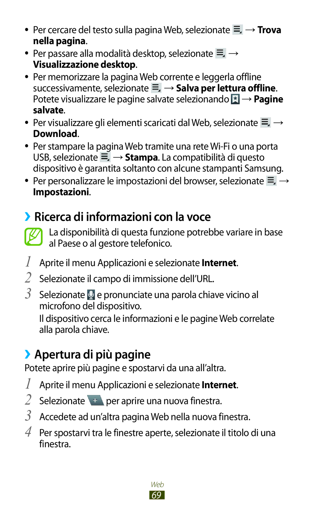 Samsung GT-N8020EAAOMN, GT-N8020ZWATIM, GT-N8020ZWAOMN manual ››Ricerca di informazioni con la voce, ››Apertura di più pagine 