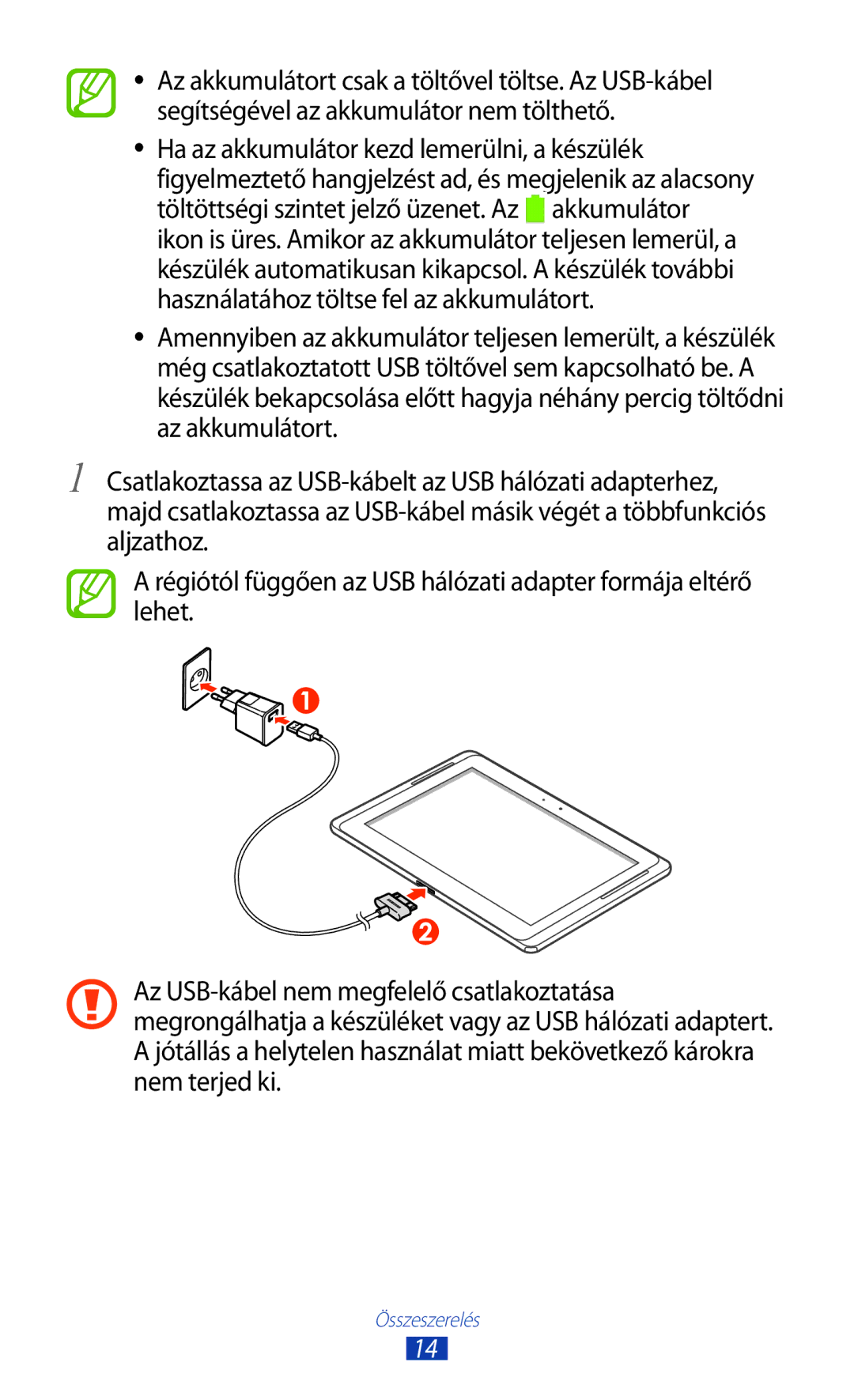 Samsung GT-N8020ZWATMH, GT-N8020ZWAVD2, GT-N8020EAACNX, GT-N8020EAATMH manual Összeszerelés 