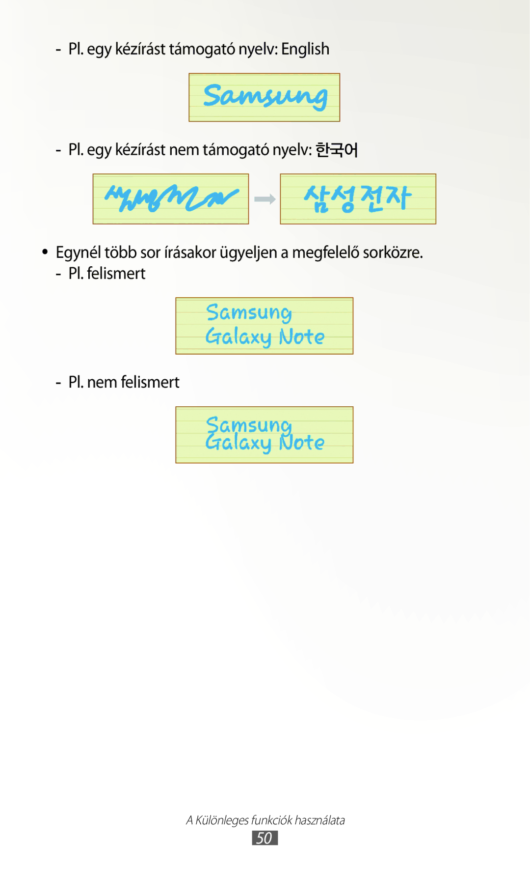 Samsung GT-N8020ZWATMH, GT-N8020ZWAVD2, GT-N8020EAACNX, GT-N8020EAATMH manual Különleges funkciók használata 