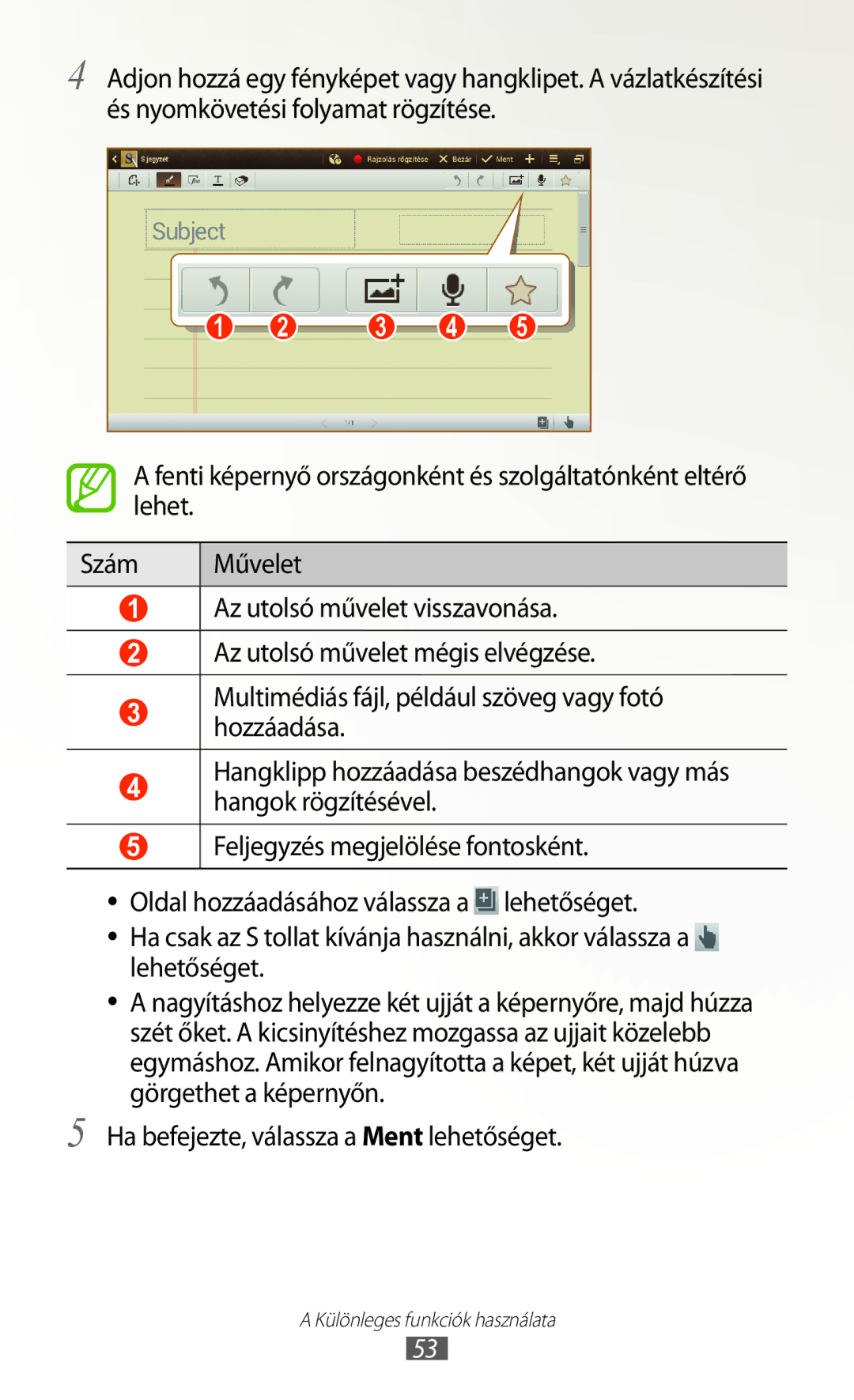 Samsung GT-N8020EAACNX, GT-N8020ZWAVD2, GT-N8020ZWATMH manual Adjon hozzá egy fényképet vagy hangklipet. a vázlatkészítési 