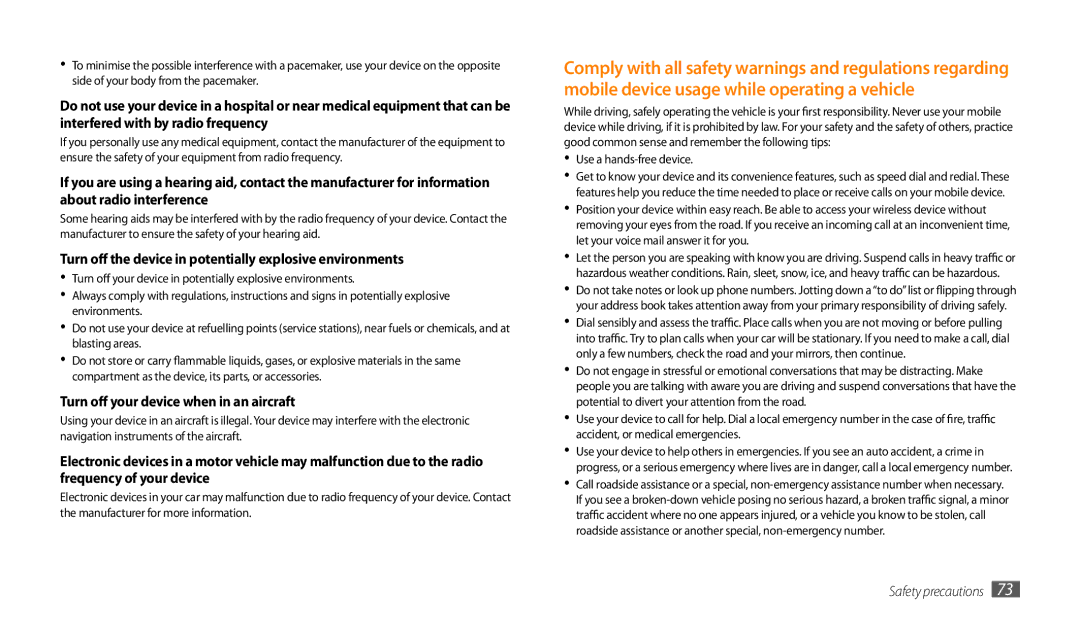 Samsung GT-P1000ZKEXSG, GT-P1000CWAAFG, GT-P1000CWAKSA manual Turn off the device in potentially explosive environments 