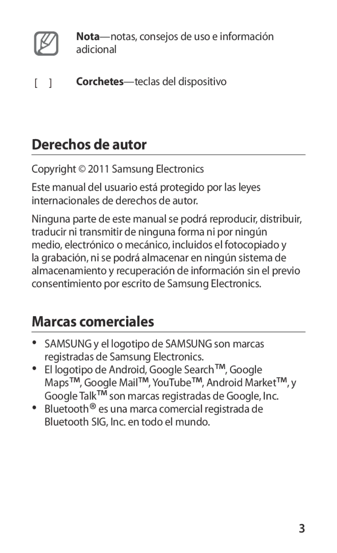 Samsung GT-P1000MSAFOP, GT-P1000CWAITV, GT-P1000CWAAMN, GT-P1000CWAFWD, GT-P1000CWDYOG Derechos de autor, Marcas comerciales 