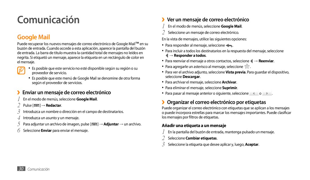 Samsung GT-P1000CWEAMN, GT-P1000CWAITV, GT-P1000CWDPRO Comunicación, Google Mail, ››Enviar un mensaje de correo electrónico 