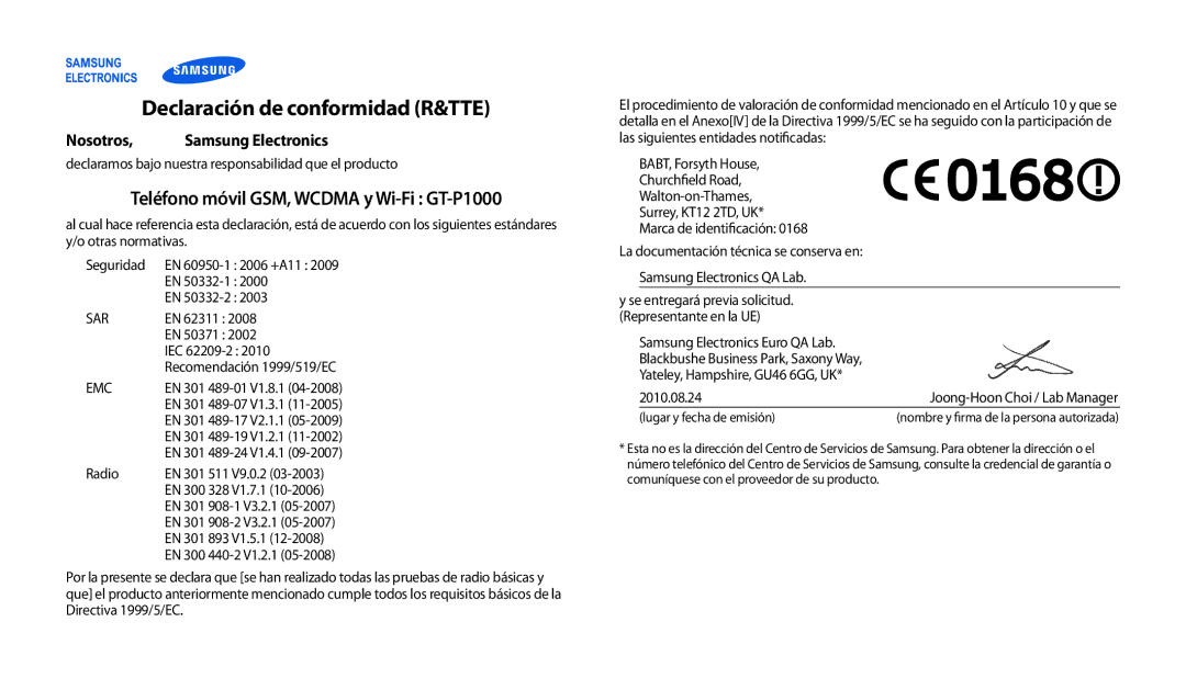 Samsung GT-P1000CWAATL, GT-P1000CWAITV, GT-P1000CWDPRO, GT-P1000CWAAMN, GT-P1000CWAFWD, GT-P1000MSAFOP, GT-P1000CWDYOG Nosotros 