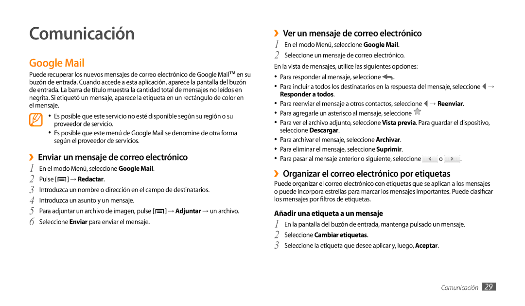 Samsung GT-P1000CWEATL, GT-P1000CWAITV, GT-P1000CWDPRO Comunicación, Google Mail, ››Enviar un mensaje de correo electrónico 