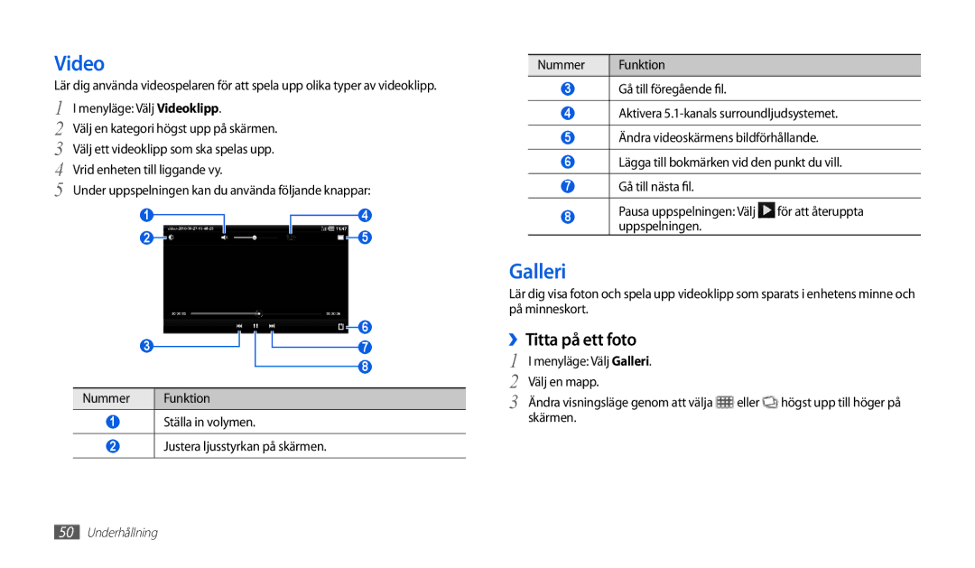 Samsung GT-P1000CWANEE, GT-P1000MSANEE manual Video, Galleri, ››Titta på ett foto 