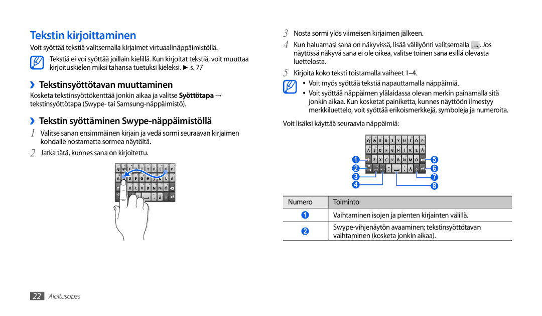 Samsung GT-P1000CWANEE, GT-P1000MSANEE manual Tekstin kirjoittaminen, ››Tekstinsyöttötavan muuttaminen 