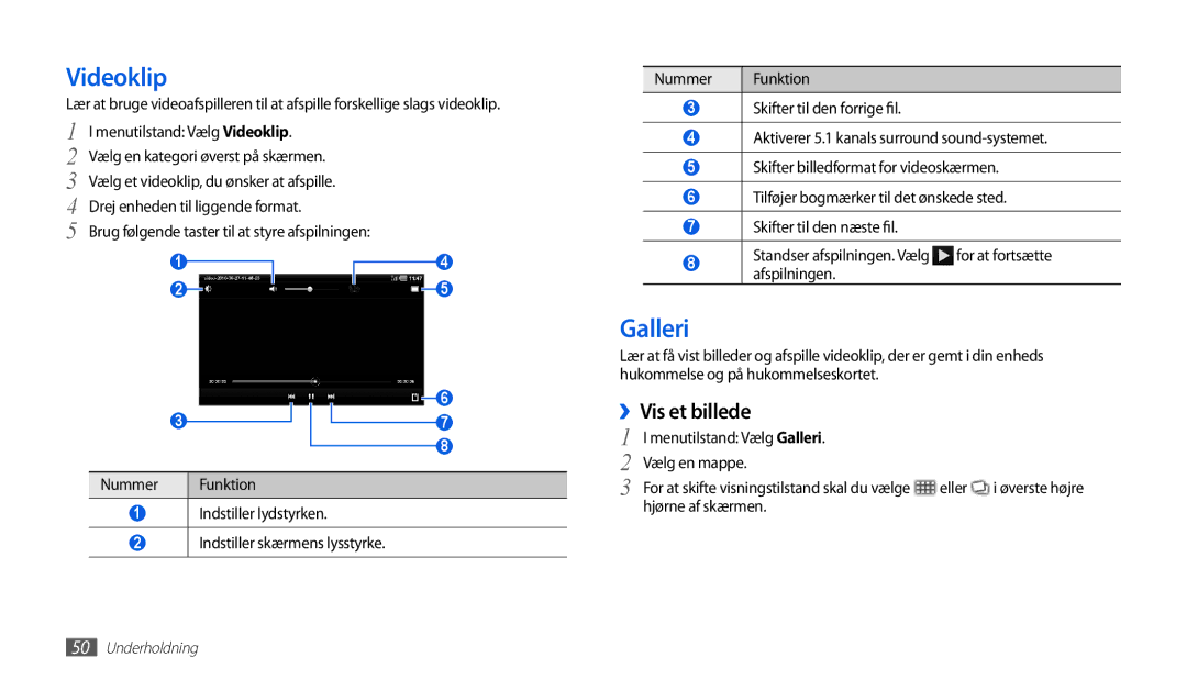 Samsung GT-P1000CWANEE, GT-P1000MSANEE manual Videoklip, Galleri, ››Vis et billede 