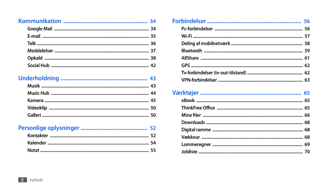 Samsung GT-P1000CWANEE, GT-P1000MSANEE manual Forbindelser 