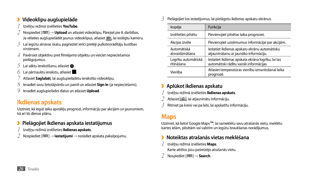 Samsung GT-P1000CWASEB, GT-P1000CWJSEB manual Ikdienas apskats, Maps 