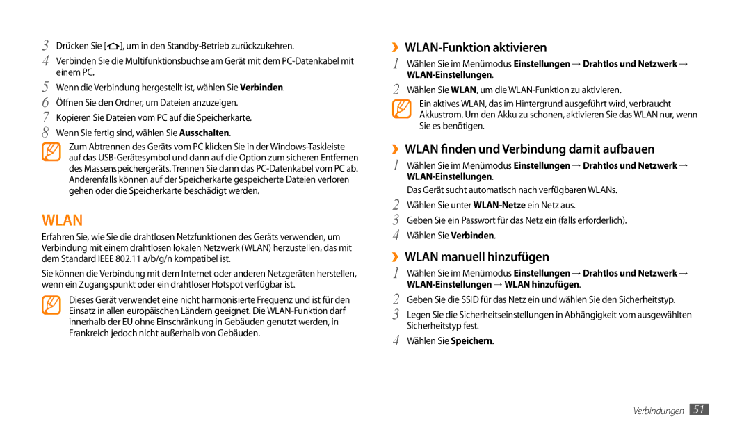 Samsung GT-P1000MSADBT ››WLAN-Funktion aktivieren, ››WLAN finden und Verbindung damit aufbauen, ››WLAN manuell hinzufügen 