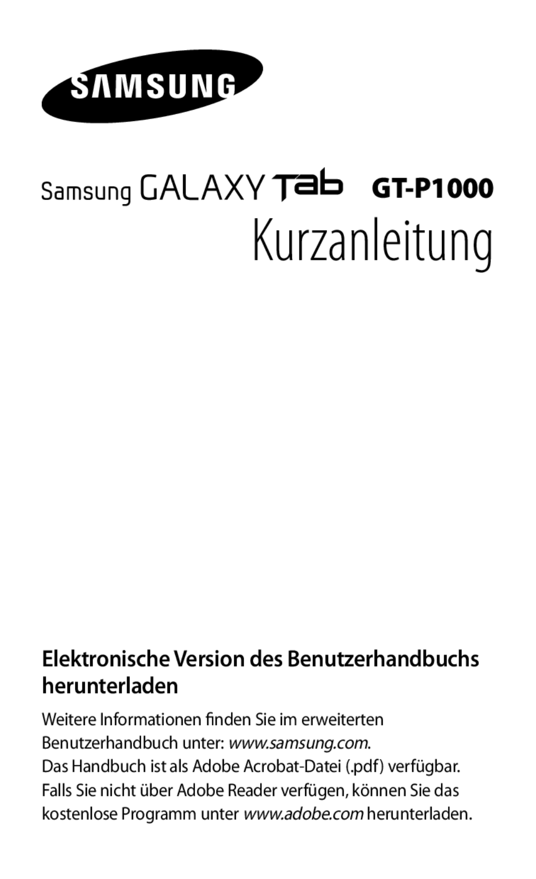 Samsung GT-P1000MSADBT, GT-P1000CWAVD2, GT-P1000CWAEPL, GT-P1000CWAMOB, GT-P1000CWADBT, GT-P1000CWAATO manual Benutzerhandbuch 