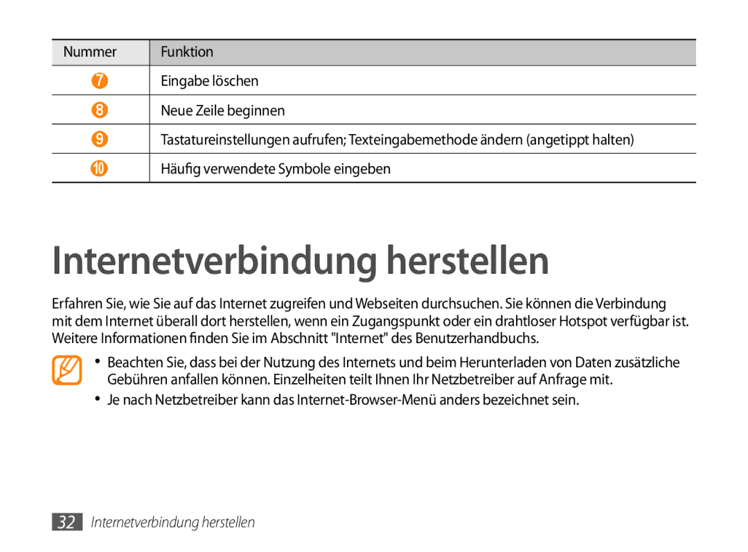 Samsung GT-P1000CWAATO, GT-P1000CWAVD2, GT-P1000MSADBT, GT-P1000CWAEPL, GT-P1000CWAMOB manual Internetverbindung herstellen 