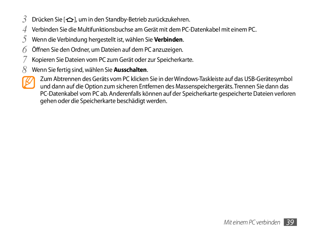 Samsung GT-P1000CWAMOB, GT-P1000CWAVD2, GT-P1000MSADBT manual Öffnen Sie den Ordner, um Dateien auf dem PC anzuzeigen 