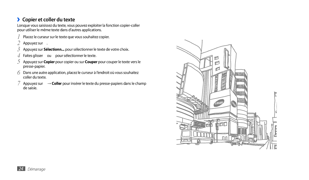 Samsung GT-P1000CWDSFR, GT-P1000CWAXEF, GT-P1000MSAXEF, GT-P1000CWDXEF, GT-P1000CWASFR manual ››Copier et coller du texte 