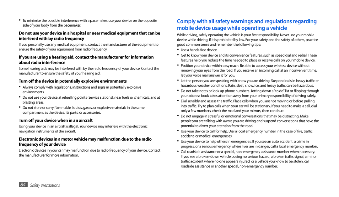 Samsung GT-P1000CWEXSS, GT-P1000CWAXEU, GT-P1000CWAVD2 manual Turn off the device in potentially explosive environments 