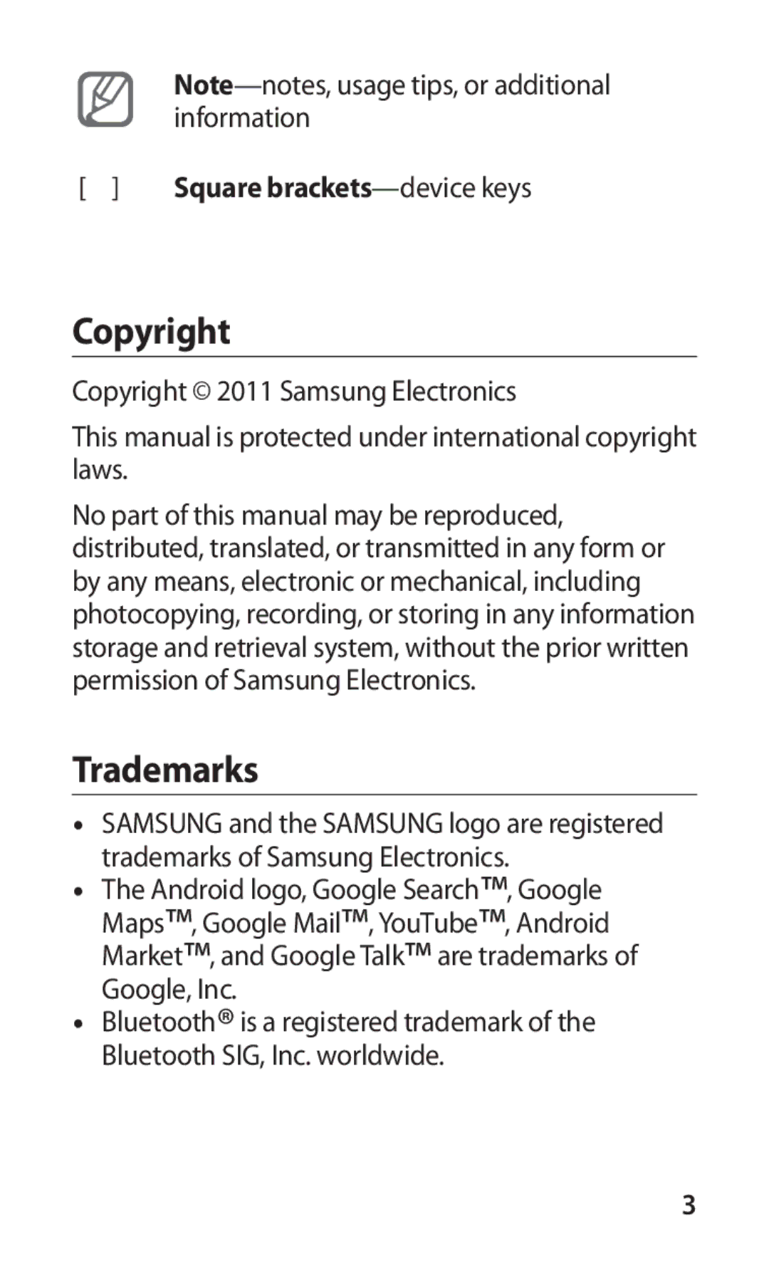 Samsung GT-P1000CWAEPL, GT-P1000CWAXEU, GT-P1000CWAVD2, GT-P1000MSADBT, GT-P1000CWAMOB, GT-P1000CWADBT Copyright, Trademarks 