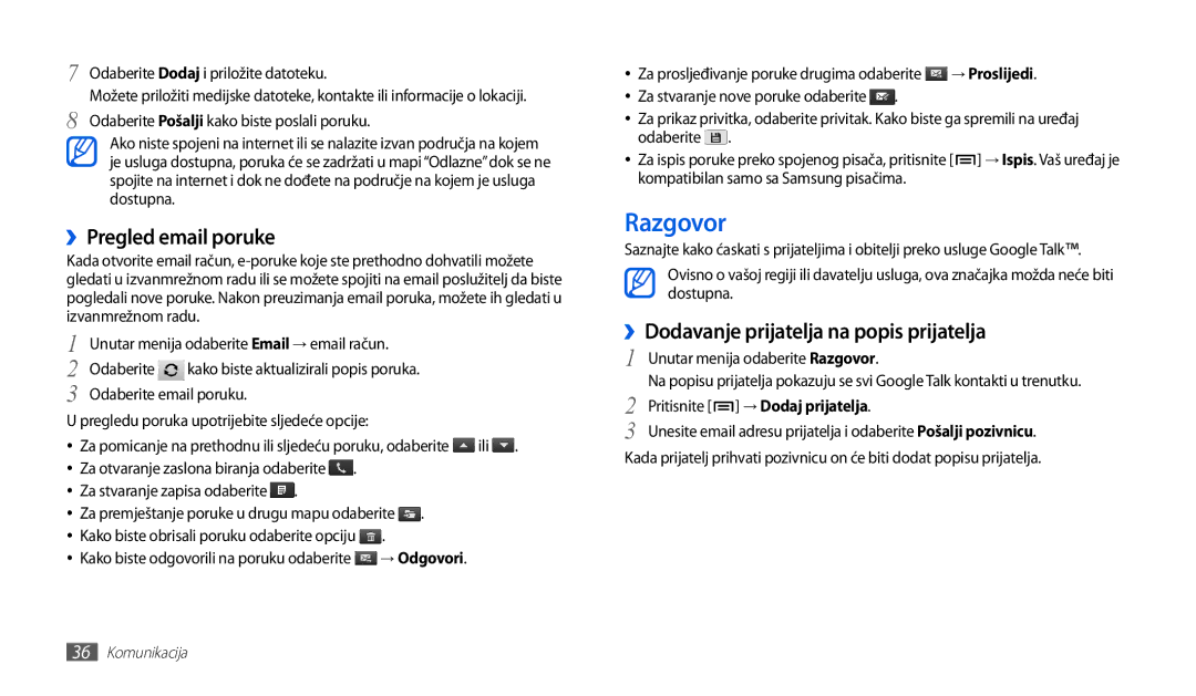 Samsung GT-P1000CWDMSR, GT-P1000CWDMKO manual Razgovor, ››Dodavanje prijatelja na popis prijatelja, → Dodaj prijatelja 