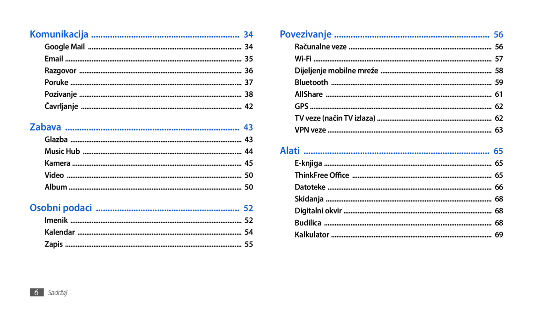 Samsung GT-P1000CWDMSR, GT-P1000CWDMKO, GT-P1000CWAVIP, GT-P1000CWATRA, GT-P1000CWATWO, GT-P1000CWACRO manual Komunikacija 